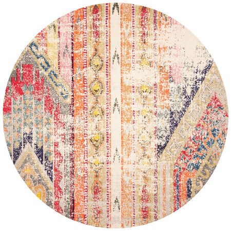 Safavieh 9 x 9 ft. Madison 400 Power Loomed Round Area Rug; Grey & Orange MAD422G-9R